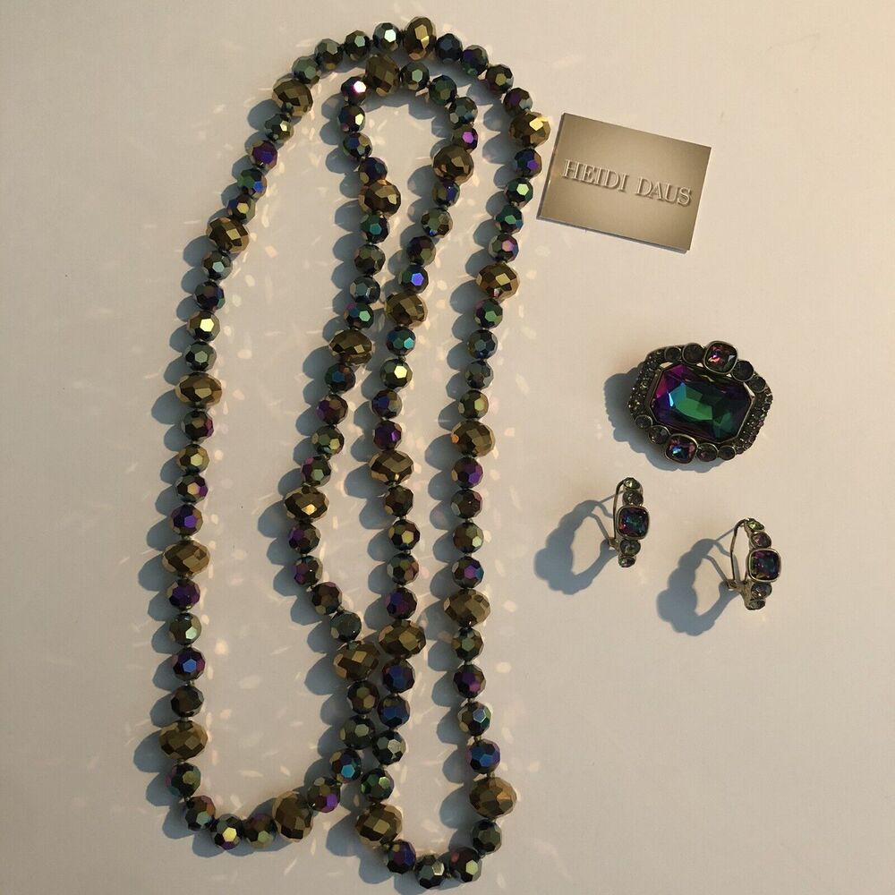 HEIDI DAUS Classic Choice Necklace, Pin & Pierced Earring Set AB Warranty Card